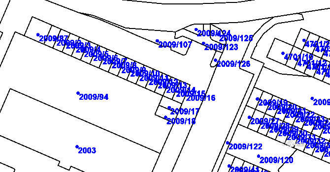 Parcela st. 2009/14 v KÚ Chomutov I, Katastrální mapa