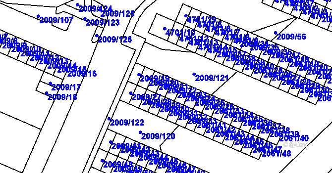 Parcela st. 2009/22 v KÚ Chomutov I, Katastrální mapa
