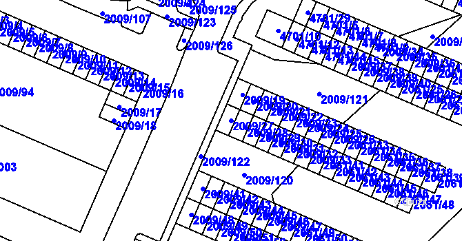 Parcela st. 2009/27 v KÚ Chomutov I, Katastrální mapa
