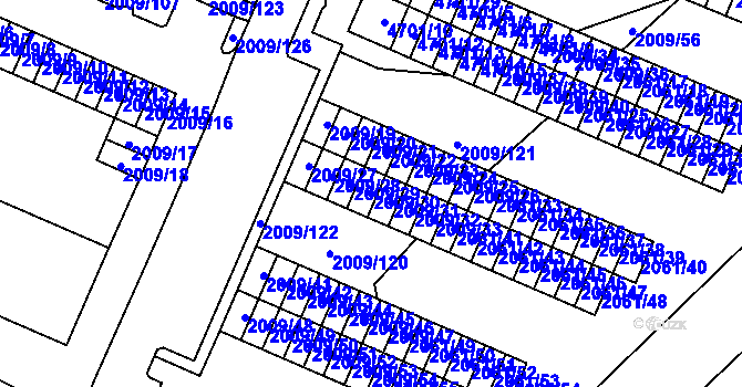 Parcela st. 2009/30 v KÚ Chomutov I, Katastrální mapa