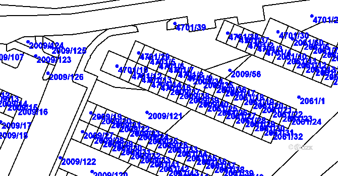 Parcela st. 2009/37 v KÚ Chomutov I, Katastrální mapa