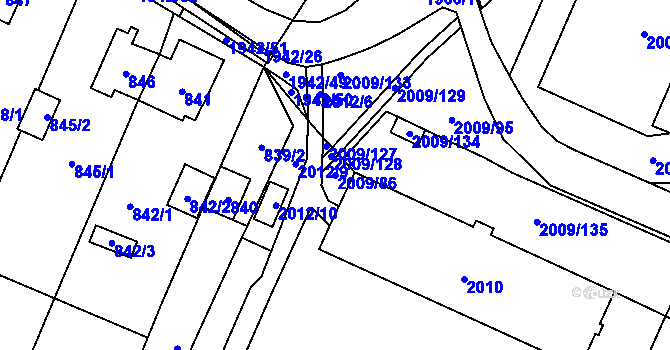 Parcela st. 2009/86 v KÚ Chomutov I, Katastrální mapa