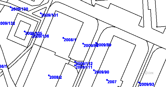 Parcela st. 2009/88 v KÚ Chomutov I, Katastrální mapa