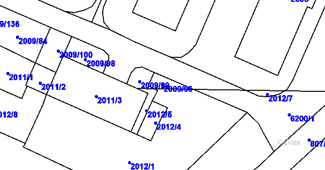 Parcela st. 2009/96 v KÚ Chomutov I, Katastrální mapa