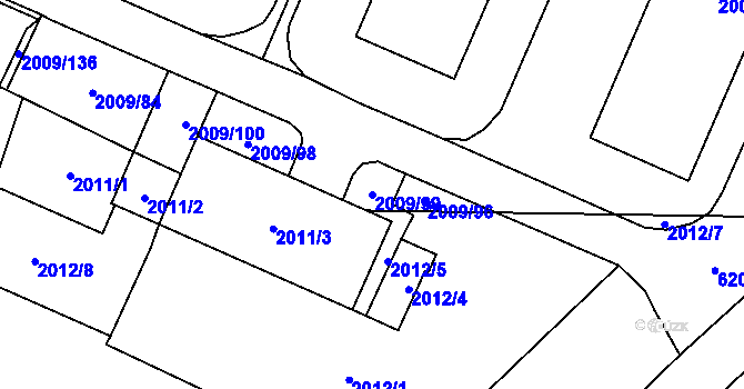 Parcela st. 2009/99 v KÚ Chomutov I, Katastrální mapa