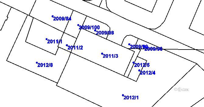 Parcela st. 2011/3 v KÚ Chomutov I, Katastrální mapa