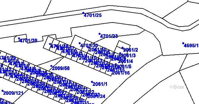 Parcela st. 2061/7 v KÚ Chomutov I, Katastrální mapa