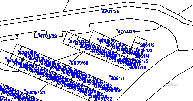 Parcela st. 2061/10 v KÚ Chomutov I, Katastrální mapa