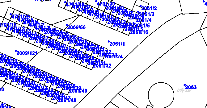 Parcela st. 2061/24 v KÚ Chomutov I, Katastrální mapa