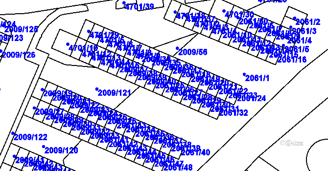 Parcela st. 2061/26 v KÚ Chomutov I, Katastrální mapa