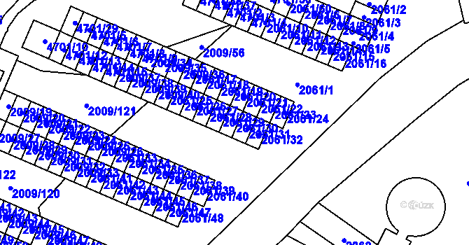Parcela st. 2061/30 v KÚ Chomutov I, Katastrální mapa