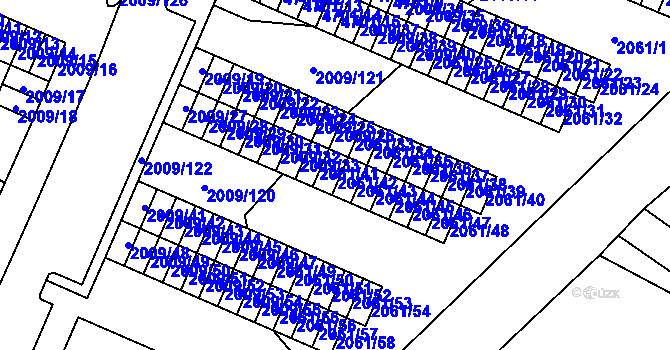 Parcela st. 2061/42 v KÚ Chomutov I, Katastrální mapa