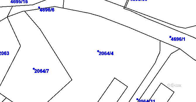 Parcela st. 2064/4 v KÚ Chomutov I, Katastrální mapa