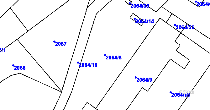Parcela st. 2064/8 v KÚ Chomutov I, Katastrální mapa