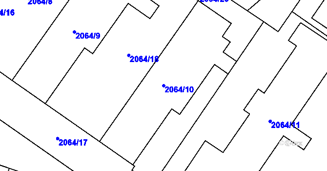 Parcela st. 2064/10 v KÚ Chomutov I, Katastrální mapa