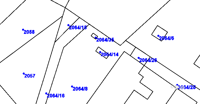 Parcela st. 2064/14 v KÚ Chomutov I, Katastrální mapa