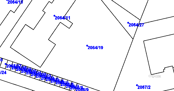 Parcela st. 2064/19 v KÚ Chomutov I, Katastrální mapa