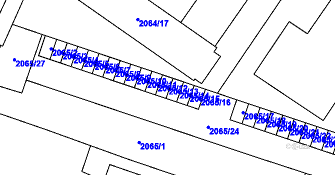 Parcela st. 2065/13 v KÚ Chomutov I, Katastrální mapa