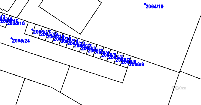 Parcela st. 2066/5 v KÚ Chomutov I, Katastrální mapa