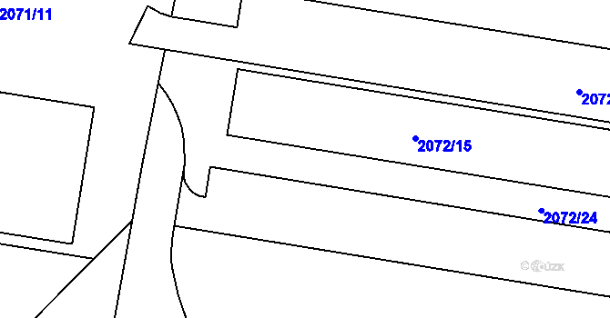 Parcela st. 2072/4 v KÚ Chomutov I, Katastrální mapa