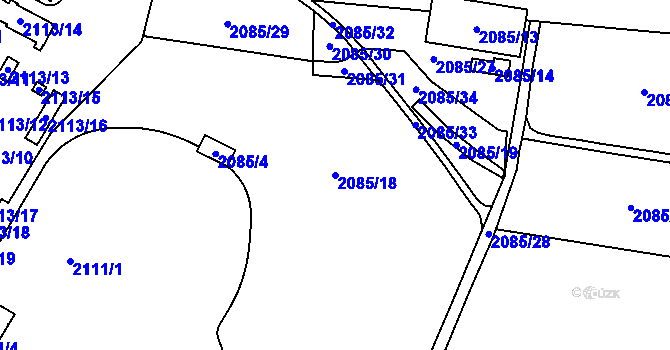 Parcela st. 2085/18 v KÚ Chomutov I, Katastrální mapa