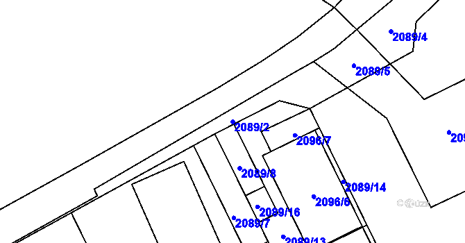 Parcela st. 2089/2 v KÚ Chomutov I, Katastrální mapa