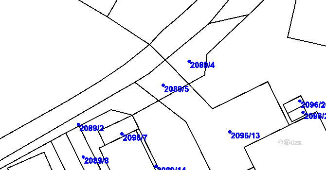 Parcela st. 2089/5 v KÚ Chomutov I, Katastrální mapa