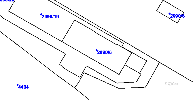 Parcela st. 2090/6 v KÚ Chomutov I, Katastrální mapa