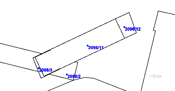 Parcela st. 2096/11 v KÚ Chomutov I, Katastrální mapa