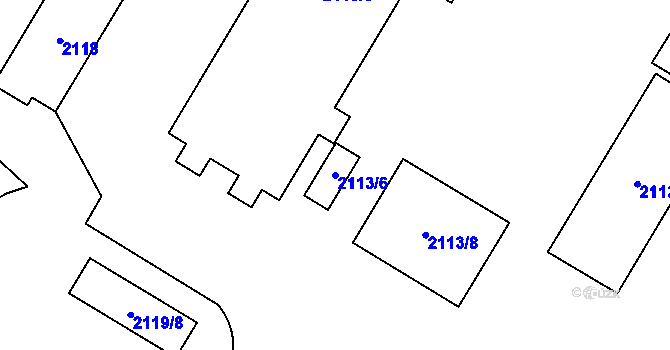 Parcela st. 2113/6 v KÚ Chomutov I, Katastrální mapa