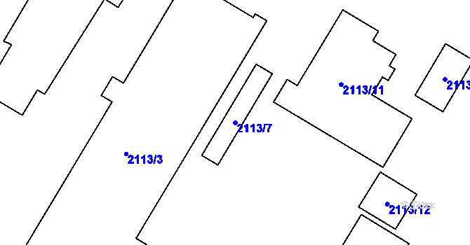 Parcela st. 2113/7 v KÚ Chomutov I, Katastrální mapa