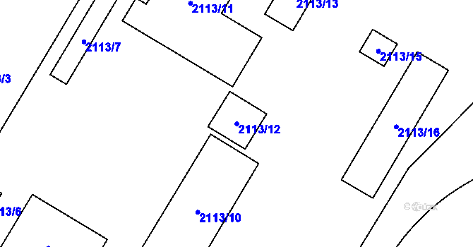 Parcela st. 2113/12 v KÚ Chomutov I, Katastrální mapa