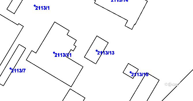 Parcela st. 2113/13 v KÚ Chomutov I, Katastrální mapa