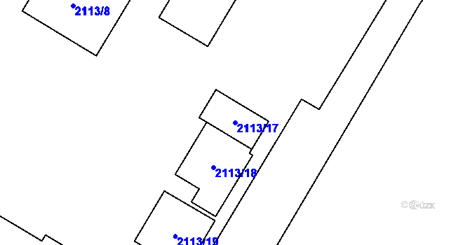 Parcela st. 2113/17 v KÚ Chomutov I, Katastrální mapa