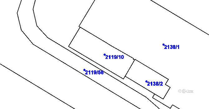 Parcela st. 2119/10 v KÚ Chomutov I, Katastrální mapa