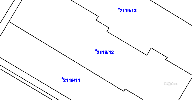 Parcela st. 2119/12 v KÚ Chomutov I, Katastrální mapa
