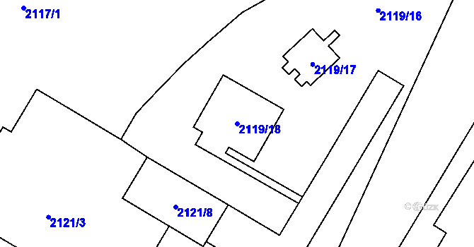 Parcela st. 2119/18 v KÚ Chomutov I, Katastrální mapa