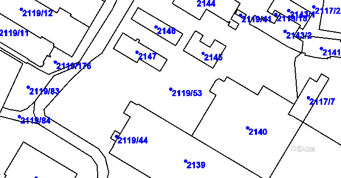 Parcela st. 2119/53 v KÚ Chomutov I, Katastrální mapa