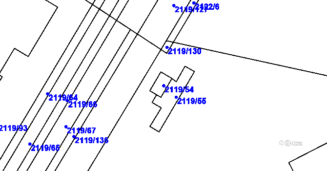 Parcela st. 2119/54 v KÚ Chomutov I, Katastrální mapa