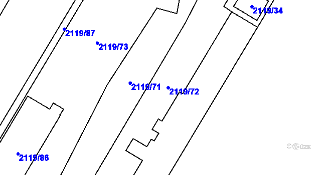 Parcela st. 2119/72 v KÚ Chomutov I, Katastrální mapa