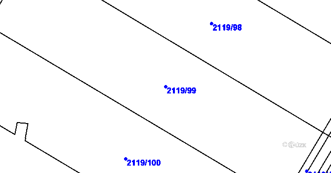 Parcela st. 2119/99 v KÚ Chomutov I, Katastrální mapa