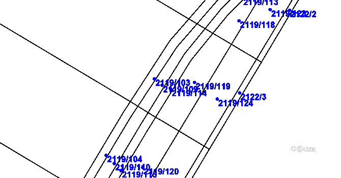 Parcela st. 2119/114 v KÚ Chomutov I, Katastrální mapa