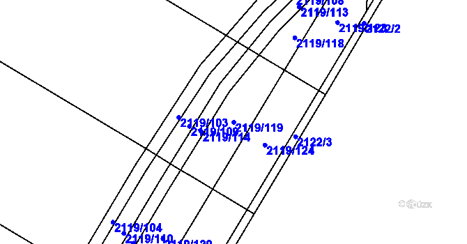 Parcela st. 2119/119 v KÚ Chomutov I, Katastrální mapa