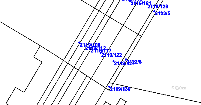 Parcela st. 2119/122 v KÚ Chomutov I, Katastrální mapa