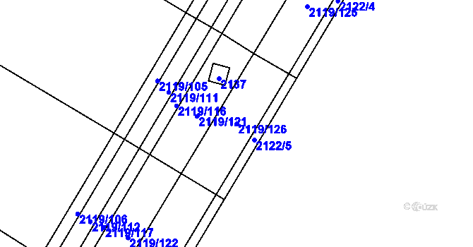 Parcela st. 2119/126 v KÚ Chomutov I, Katastrální mapa