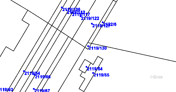 Parcela st. 2119/130 v KÚ Chomutov I, Katastrální mapa