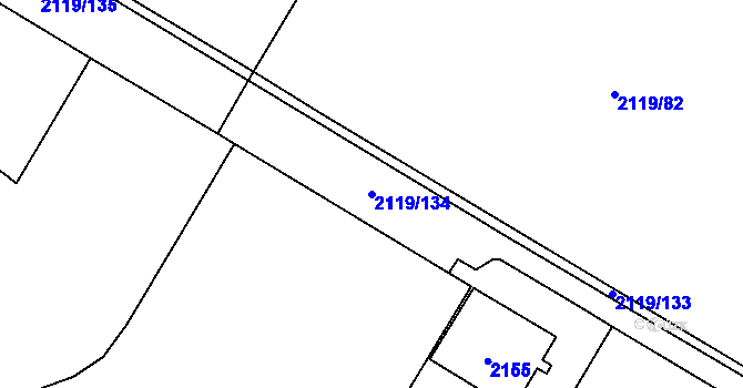 Parcela st. 2119/134 v KÚ Chomutov I, Katastrální mapa