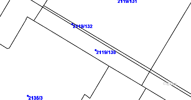 Parcela st. 2119/135 v KÚ Chomutov I, Katastrální mapa
