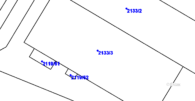 Parcela st. 2133/3 v KÚ Chomutov I, Katastrální mapa