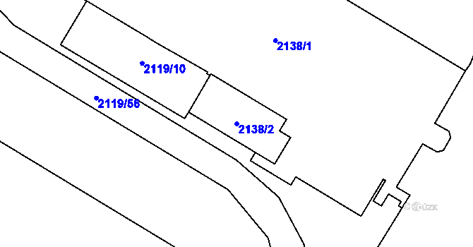 Parcela st. 2138/2 v KÚ Chomutov I, Katastrální mapa